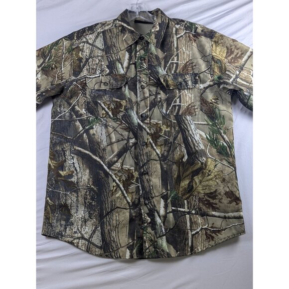 Realtree Mens Camouflage Hunting Shirt Ripstop Long Sleeve Vent Outdoor Fishing - Picture 5 of 16